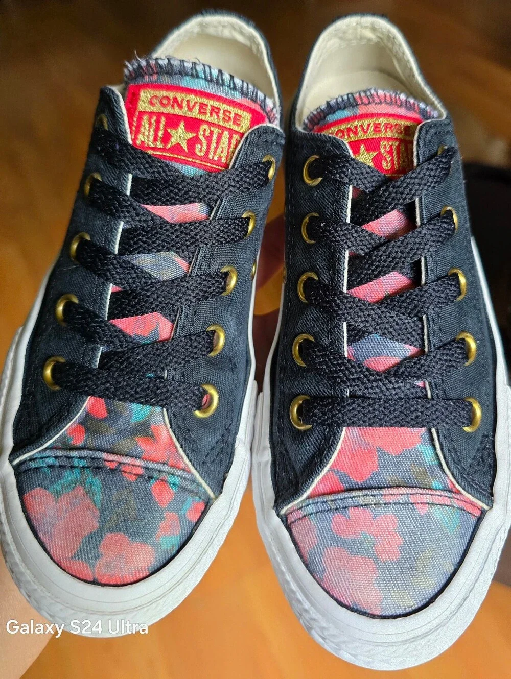 Sz 12 Toddler Girl's CONVERSE CTAS OX 'Black Cherry Red Floral' Low Top Shoes